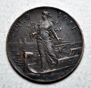 2 Centesimi R King Vittorio Emanuele III 1911 Kingdom Italy - Picture 1 of 2