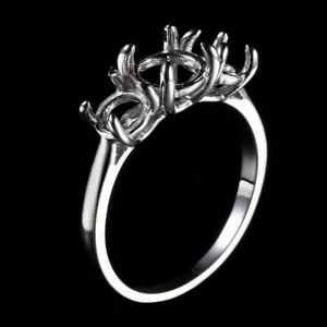 Round 6mm&5mm Sterling Silver Ring High Polish Non-plated Semi Mount Setting - Picture 1 of 7