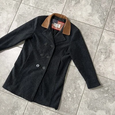 Manta de montar Tasha Polizzi de colección con botones abrigo largo de cuero negro vaquera occidental S Foto 1 de 4