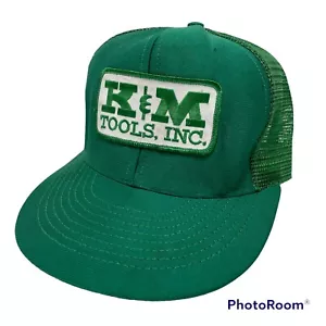 Vtg 80's K M TOOLS Green ROUGHNECK Mesh TRUCKER Hat Snapback Texas REDNECK Cap - Picture 1 of 8