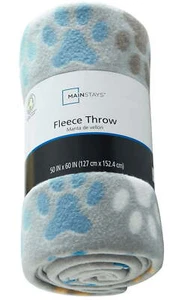 Gray Paw Printed Cozy Fleece Throw Blanket, 50" X 60" - Picture 1 of 12