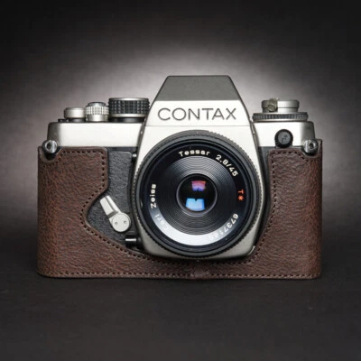 Meia Capa Contax S2 Couro Genuíno Câmera Estilo Retrô Inserção TP Feita à Mão - Imagem 1 de 4