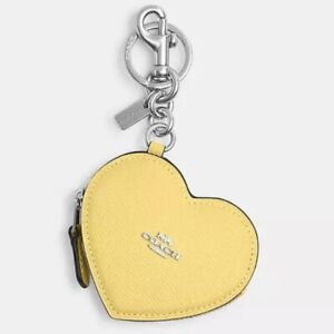 Coach Heart Pouch Keychain Bag Charm Yellow Retail $138 w/ Dust Bag Sold Out