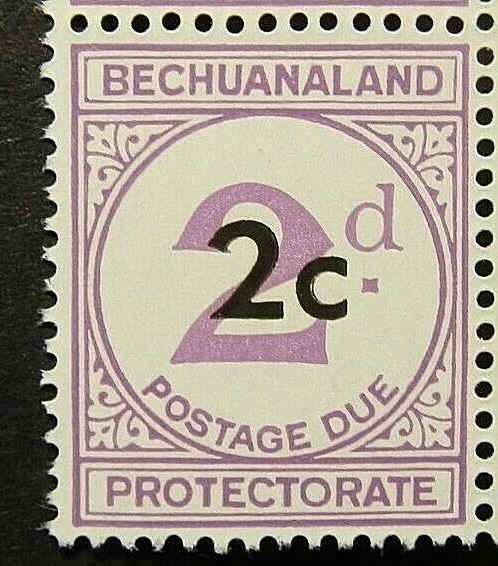 BECHUANALAND 1961 SG D8 2c. SURCHARGE ON 2d. POSTAGE DUE - VIOLET  -  MNH - Image 1 of 1