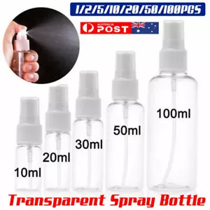 10ML-100ML Clear Travel Transparent Plastic Perfume Atomizer Empty Spray Bottle - Picture 1 of 16