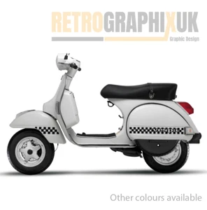 Pegatinas de verificación de panel lateral NEGRO Vespa PX 2 tonos / gráficos 2 tonos SP100 - Imagen 1 de 9