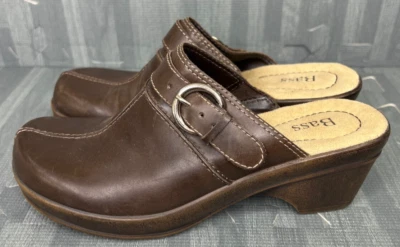 Zuecos Bass Leona de cuero marrón con hebilla para mujer talla US 5,5 M Foto 1 de 4