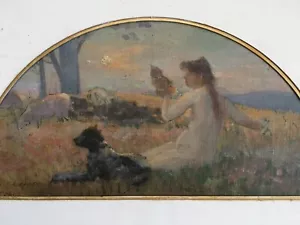 Raoul ARUS (1848-1921) Jeune Femme Elégante Bergère symbolisme Dédicace nabis - Imagen 1 de 10