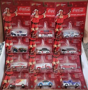 2004 Johnny Lightning Coca Cola Holiday Car Ornament Set With 3 White Lightnings - Picture 1 of 13