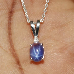 Colgante de zafiro azul estrella natural AAA de 10 quilates joyería regalo para cumpleaños - Imagen 1 de 5
