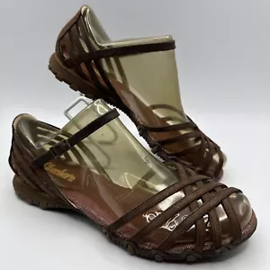 Skechers Gaucho Sandal Size 7 Brown Leather Cross Strap Ankle 46530 - Picture 1 of 10