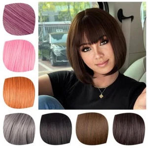 1PC Synthetic Women Wigs with Bangs Short Straight Bob Hair Wig Cosplay Hair - Picture 1 of 17