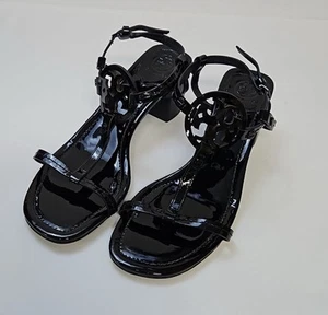 Tory Burch Miller schwarze Damen-Sandalen mit T-Riemen und Blockabsatz Größe 9,5 NEU - Bild 1 von 9