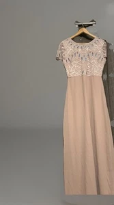 Salmon Pink Chiffon Jewelled And Sequinned Dress Perfect For special occasion - Picture 1 of 9