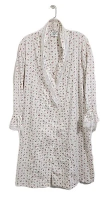 Roupão de camisola Laura Ashley vintage médio branco estampa de rosa algodão cottagecore  - Imagem 1 de 4