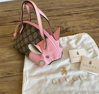 Gucci Zoo GG Supreme pink leather Pig Mini Handbag - Image 1 of 4