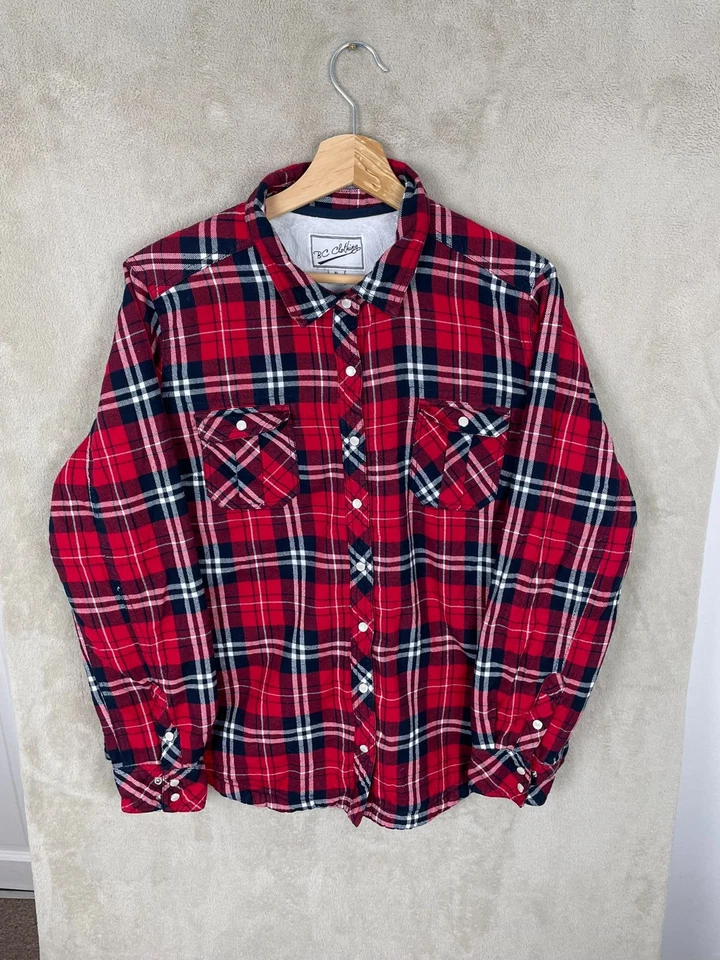 Men's BC Clothing Fleece Lined Flannel Shacket Jacket Pearl Snap Size M Medium - Image 1 of 4