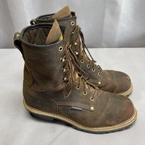 Men’s CAROLINA 8” Elm Logger Boots CA 9821 Size 12 D Brown Leather Work Boots - Picture 1 of 21