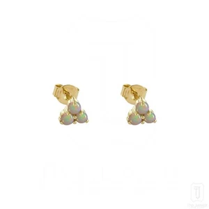 14K Yellow Gold Opal Gemstone Mini Studs Earrings Christmas Gift- The Jewelz - Picture 1 of 3