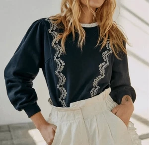 Sudadera para mujer Sezane X Sea Karen mediana azul marino Top - Imagen 1 de 9