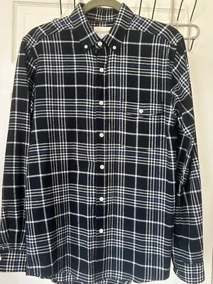 SATURDAY' SURF NYC BUTTON DOWN FLANNEL SHIRT BLACK PLAID COTTON MEN'S SIZE M - Image 1 of 4