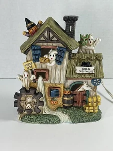VTG Lighted Porcelain Halloween Haunted House Farmhouse Goblin Guesthouse - Picture 1 of 11