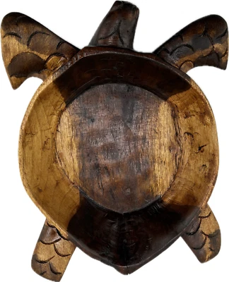Baratija de madera tallada tortuga boho rústica vintage de 1980 astillas nueces caramelo Foto 1 de 4