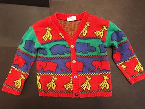 VINTAGE "BIO BOTTOMS", "Fresh Air Wear", Boy's Sweater, Zoo Animals, Size 4/5?? - Picture 1 of 12