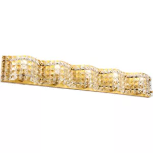 Wall Sconce Light Fixture Crystal Bathroom Living Dining Room Gold Vanity 33 in - Picture 1 of 12