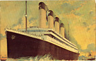 1980 postcard White Star Line liner OLYMPIC & TITANIC from a company painting