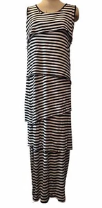 Design History Women's Dress Black White Tiered Maxi Large Grunge Whimsigoth - Picture 1 of 5