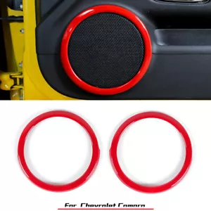 Red Door Speaker Decor Cover Ring Trim For Chevy Camaro 2012-15 Accessories ABS - Imagen 1 de 6
