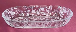 Klarglas geätzt Fostoria Barock Chintz Sellerie oder Relish längliche Schale Vintage - Bild 1 von 9