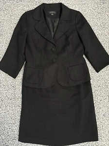 Josephine Sz 6 two-piece Skirt Set Black Zip Back 2 Button Blazer Career Jacket - Picture 1 of 20