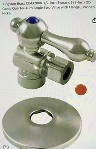 Kingston Brass Angle Stop Brushed Nickel CC43208K 1/2” Sweat x 3/8” OD 1/4 Turn - Picture 1 of 6