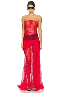 Vestido corsé de encaje Revolve Kim Shui rojo talla S nuevo precio de venta sugerido por el fabricante $380 - Imagen 1 de 8