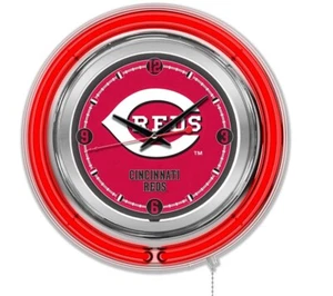 NEW - Cincinnati Reds 15" Double Neon Wall Clock, Clk15MLBCin - Picture 1 of 3