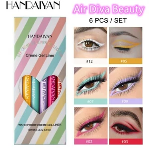6x Creme Gel Waterproof White Purple Colorful Eyeliner Set Eye Pencil makeup - Picture 1 of 8
