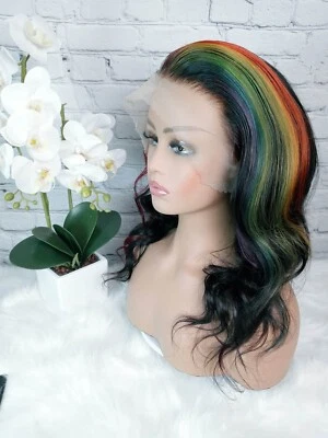 Peluca de cabello humano 13x4 ❤️ 22-23 pulgadas ❤️ Totalmente personalizada ❤️ Iris ❤️ Arco iris Foto 1 de 4
