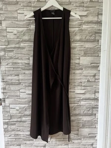 Kenneth Cole Brown Sleeveless Wrap Dress Size XS Knee Lengh - Picture 1 of 9