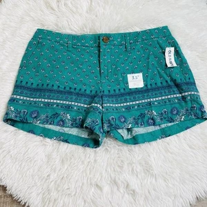 Old Navy Turquoise Green Printed Linen Shorts NWT Size 4 - Picture 1 of 9