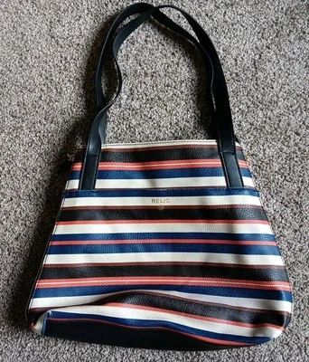 Bolso de Mano Reliquia Grande Bolso de Hombro Multicolor Rayas Recubierto Lona Cartera Expandir Foto 1 de 4