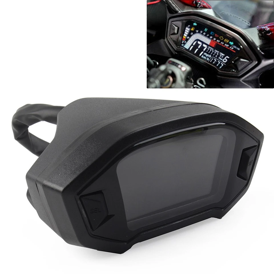 Universal Lcd Led Digital Motorcycle Odometer Speedometer Gauge 14000R/min - Imagem 1 de 4