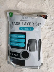 NWT Berkeley Jensen Girls Base Layer Set Size Large 12/14 Black Moisture wicking - Picture 1 of 3