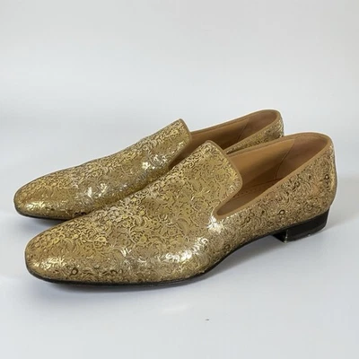 CHRISTIAN LOUBOUTIN DANDELION GOLD LASER CUT LEATHER LOAFERS SIZE 44 - Image 1 of 4