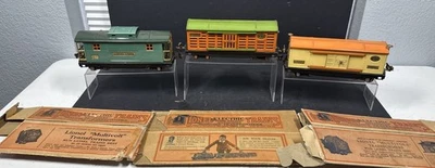 Coches de carga vintage 1931 de preguerra Lionel calibre O 813 stock 814 vagón 817 caboose Foto 1 de 4