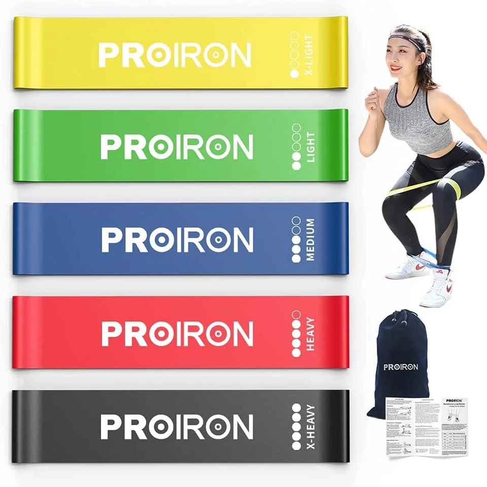 PROIRON Resistance Loop Bands Exercise Bands Set of 5 Rubber Latex Anti-Slip Re