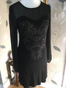 LADIES BLACK CHIFFON & FINE JERSEY DRESS BY NEXT SIZE 10 - Picture 1 of 6