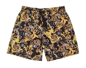 VERSACE costume da bagno uomo boxer lungo 74GADD18 nero stampa barocco - Picture 1 of 5