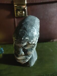 Vintage Hand Carved Soap Stone African Head Bust Small